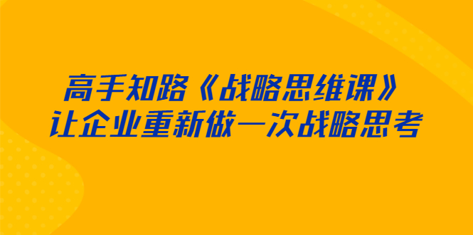 高手知路《战略思维课》让企业重新做一次战略思考-臭虾米项目网