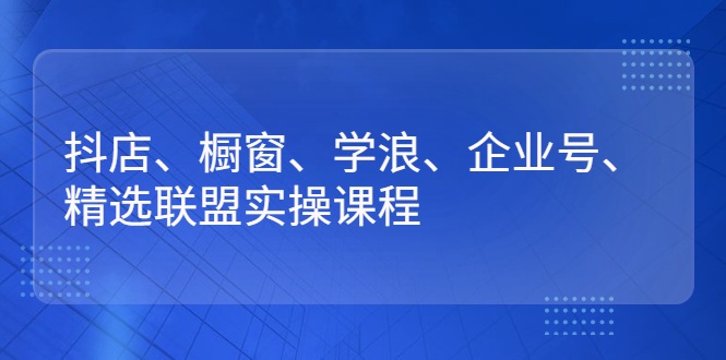 抖店、橱窗、学浪、企业号、精选联盟实操课程-臭虾米项目网