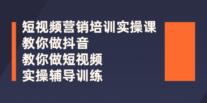 短视频营销培训实操课：教你做抖音，教你做短视频，实操辅导训练-臭虾米项目网