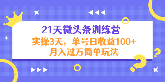 21天微头条训练营，实操3天，单号日收益100+月入过万简单玩法-臭虾米项目网