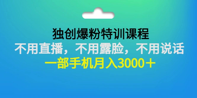 图片[1]-独创爆粉特训课程：不用直播，不用露脸，不用说话 一部手机月入3000＋-臭虾米项目网