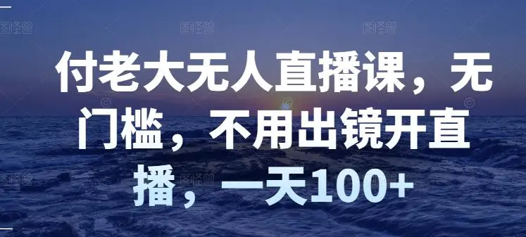 图片[1]-付老大无人直播课，无门槛，不用出镜开直播，一天100+ -臭虾米项目网
