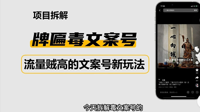 2023抖音快手毒文案新玩法，牌匾文案号，起号快易变现-臭虾米项目网