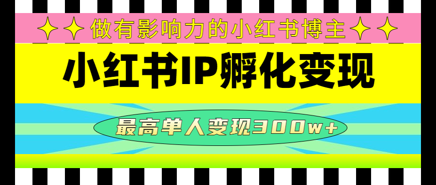 某收费培训-小红书IP孵化变现：做有影响力的小红书博主，最高单人变现300w+-臭虾米项目网