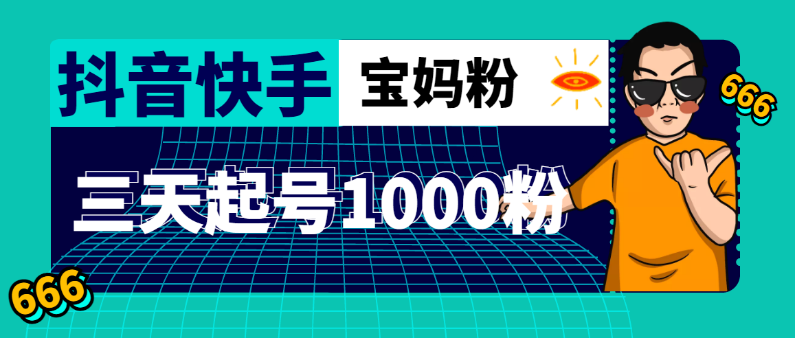 抖音快手三天起号涨粉1000宝妈粉丝的核心方法【详细玩法教程】-臭虾米项目网