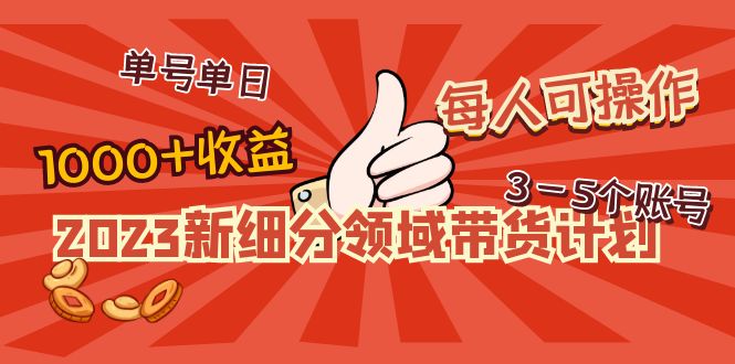 2023新细分领域带货计划：单号单日1000+收益不难，每人可操作3-5个账号-臭虾米项目网