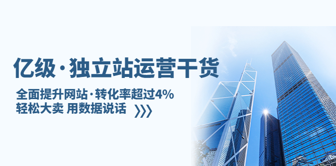 亿级·独立站运营干货：全面提升网站·转化率超过4%，轻松大卖 用数据说话-臭虾米项目网