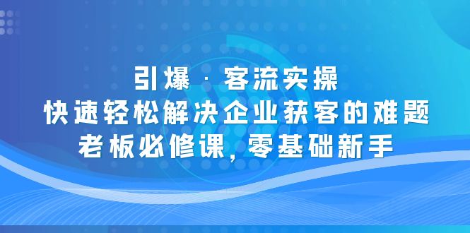 引爆·客流实操：快速轻松解决企业获客的难题，老板必修课，零基础新手-臭虾米项目网