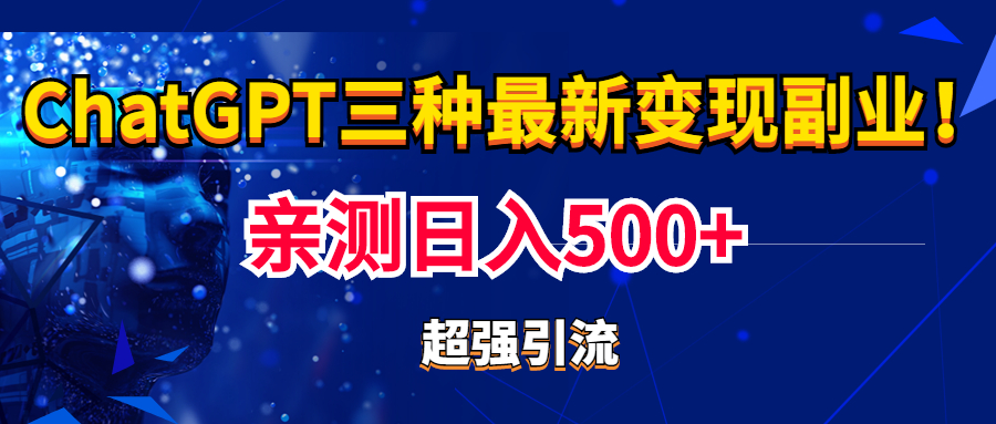 实操日入500+的CGPT三种变现副业：有手就行的暴力引流【教程+源码】-臭虾米项目网