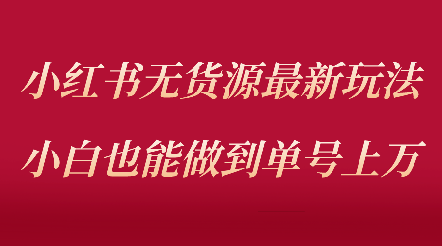 小红书无货源最新螺旋起号玩法，电商小白也能做到单号上万（收费3980）-臭虾米项目网