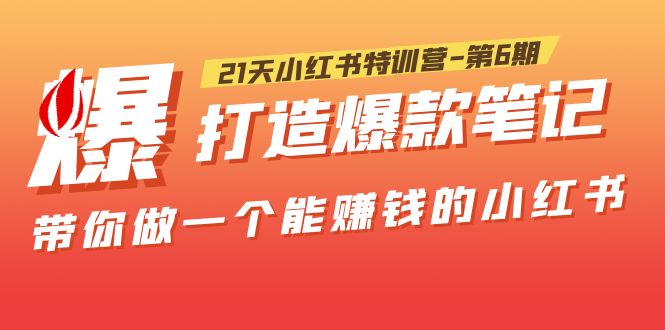 21天小红书特训营-第6期，打造爆款笔记，带你做一个能赚钱的小红书！-臭虾米项目网