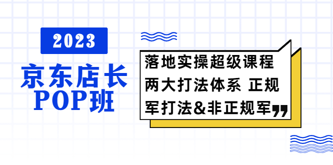 2023京东店长·POP班 落地实操超级课程 两大打法体系 正规军&非正规军-臭虾米项目网