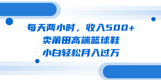 每天两小时，收入500+，卖莆田高端篮球鞋，小白轻松月入过万（教程+素材）-臭虾米项目网