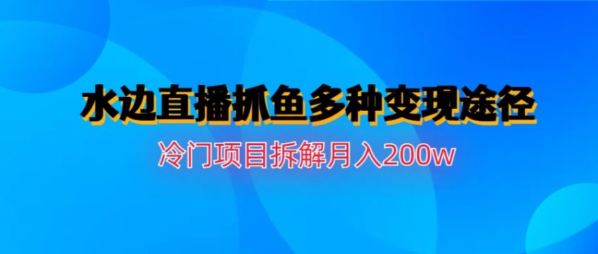 水边直播抓鱼多种变现途径冷门项目月入200w拆解-臭虾米项目网