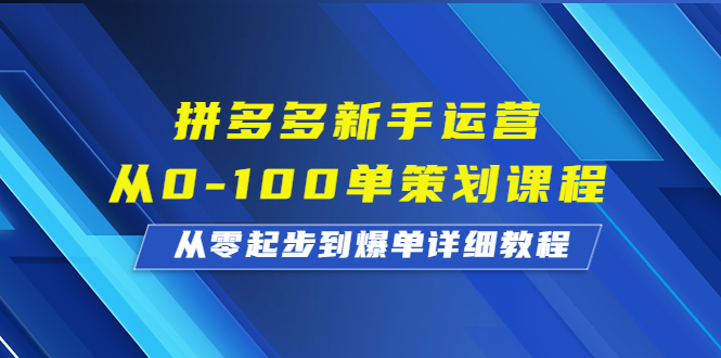 拼多多新手运营从0-100单策划课程，从零起步到爆单详细教程-臭虾米项目网