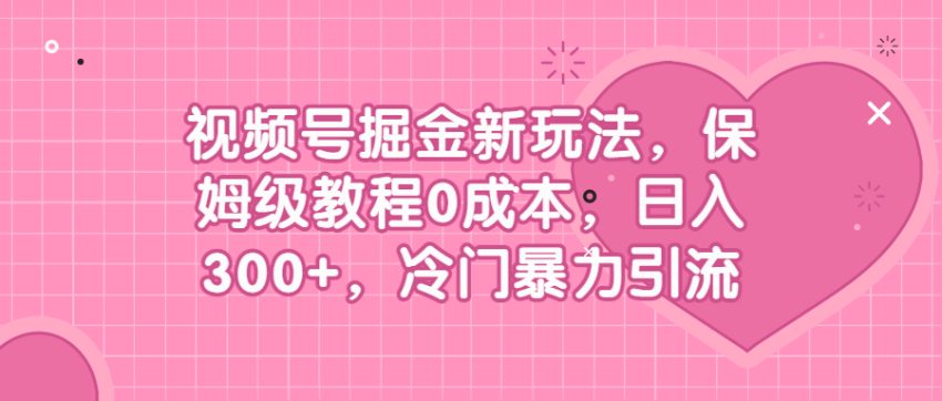 视频号掘金新玩法，保姆级教程0成本，日入300+，冷门暴力引流-臭虾米项目网