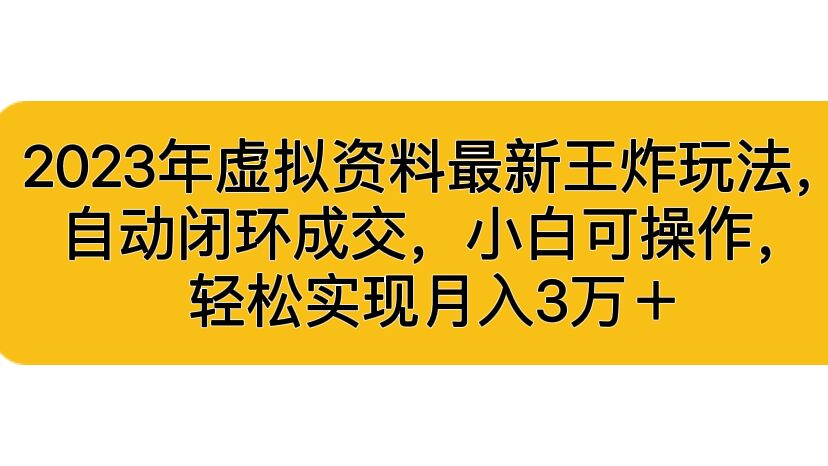 2023年虚拟资料最新王炸玩法，自动闭环成交，小白可操作，轻松实现月入3...-臭虾米项目网