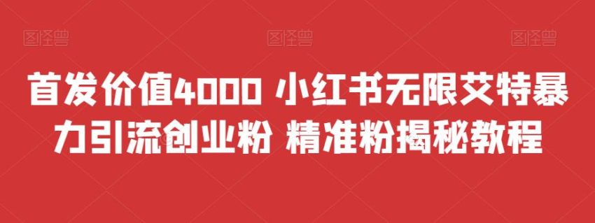 首发价值4000 小红书无限艾特暴力引流创业粉 精准粉揭秘教程-臭虾米项目网