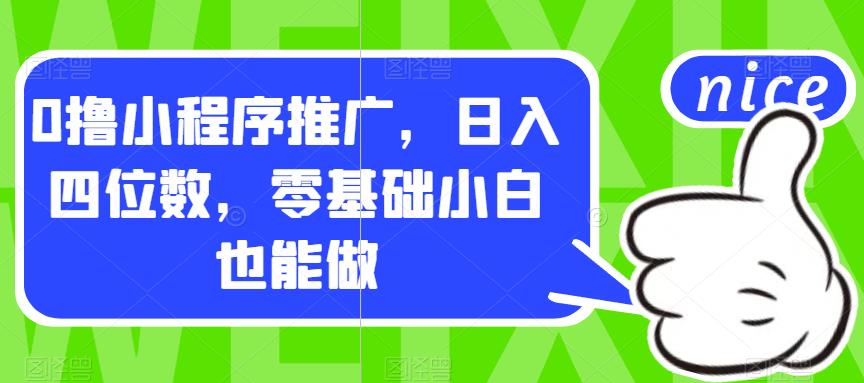 0撸小程序推广，日入四位数，零基础小白也能做【揭秘】-臭虾米项目网