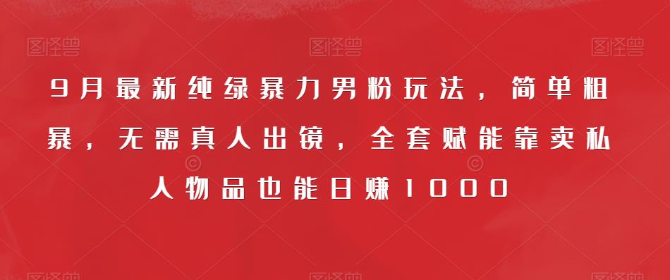 9月最新纯绿暴力男粉玩法，简单粗暴，无需真人出镜，全套赋能靠卖私人物品也能日赚1000-臭虾米项目网