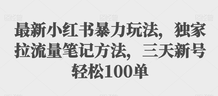 最新小红书暴力玩法，独家拉流量笔记方法，三天新号轻松100单【揭秘】-臭虾米项目网