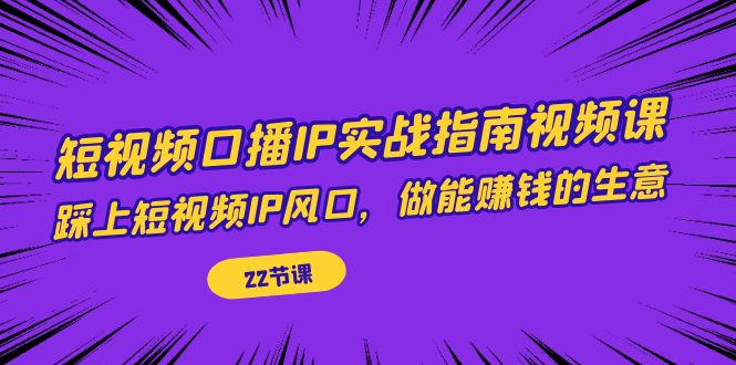 短视频口播IP实战指南视频课，踩上短视频IP风口，做能赚钱的生意（22节课）-臭虾米项目网