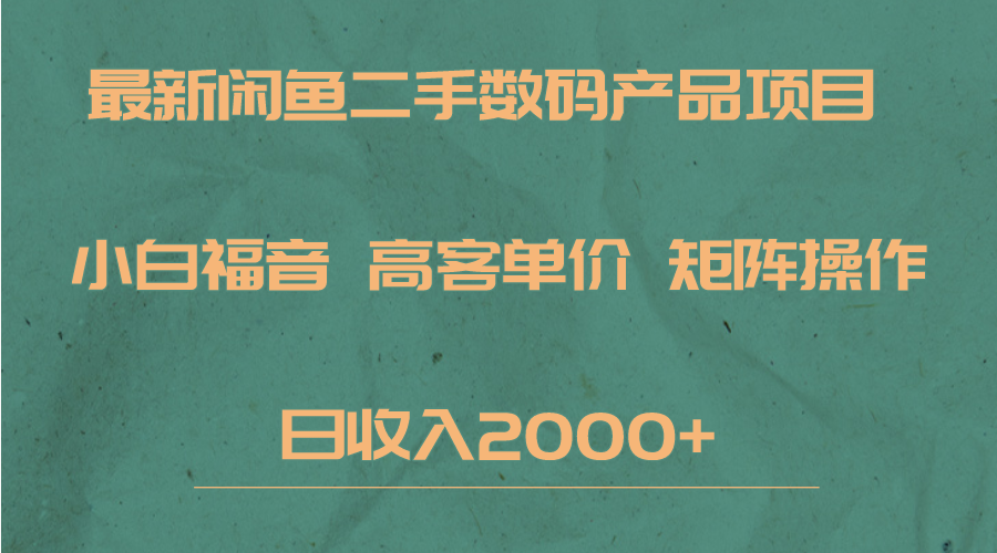 最新闲鱼二手数码赛道，小白福音，高客单价，矩阵操作，日收入2000+-臭虾米项目网