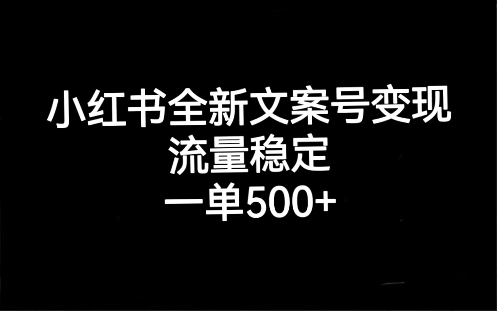 小红书全新文案号变现,流量稳定,一单收入500+-臭虾米项目网