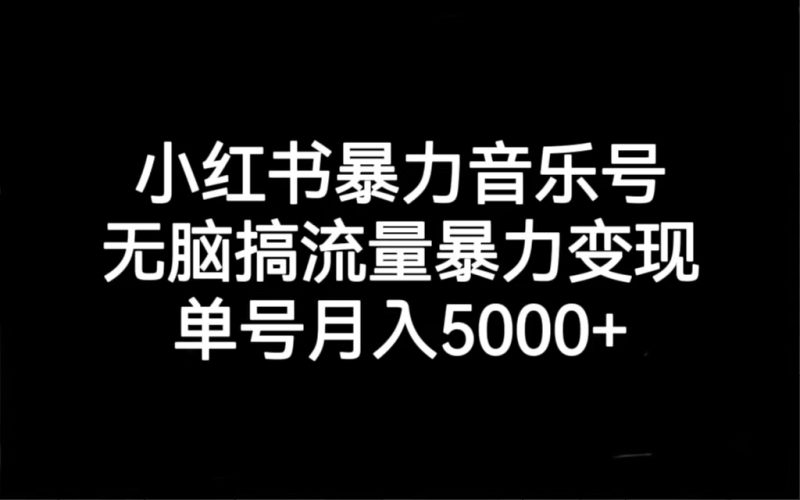 小红书暴力音乐号，无脑搞流量暴力变现，单号月入5000+-臭虾米项目网