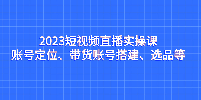 2023短视频直播实操课，账号定位、带货账号搭建、选品等-臭虾米项目网
