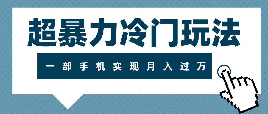 超暴力冷门玩法，可长期操作，一部手机实现月入过万-臭虾米项目网