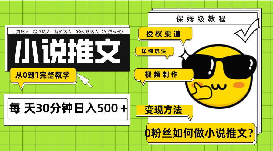 Ai小说推文每天20分钟日入500＋授权渠道 引流变现 从0到1完整教学（7节课）-臭虾米项目网