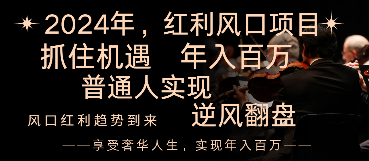 2024红利风口项目来袭，享受第一波红利，逆风翻盘普通人也能实现，年入百万-臭虾米项目网