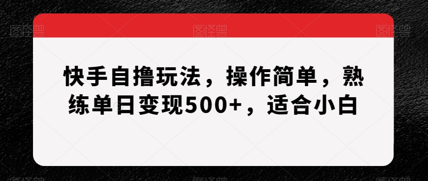 快手自撸玩法，操作简单，熟练单日变现500+，适合小白【揭秘】-臭虾米项目网