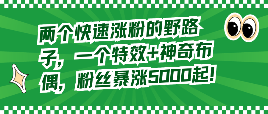 两个快速涨粉的野路子，一个特效+神奇布偶，粉丝暴涨5000起！-臭虾米项目网