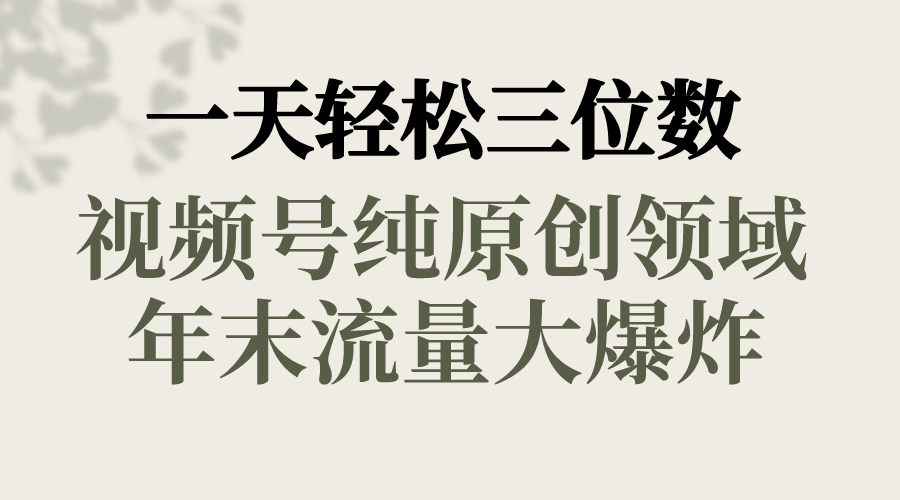 一天轻松三位数，视频号纯原创领域，春节童子送祝福，年末流量大爆炸-臭虾米项目网