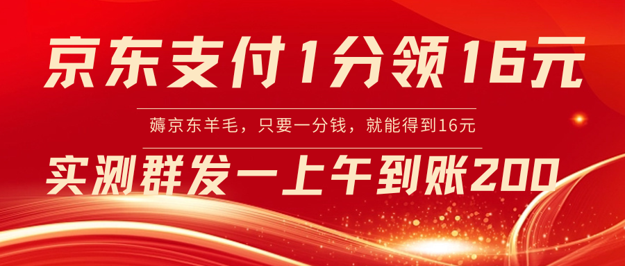 京东支付1分得16元实操到账200-臭虾米项目网