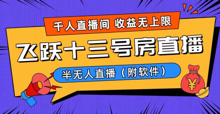 爆火飞跃十三号房半无人直播，一场直播上千人，日入过万！（附软件）-臭虾米项目网