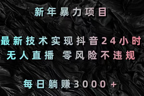 新年暴力项目，最新技术实现抖音24小时无人直播 零风险不违规 每日躺赚3000-臭虾米项目网