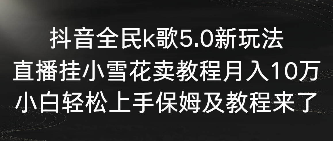 抖音全民k歌5.0新玩法，直播挂小雪花卖教程月入10万，小白轻松上手-臭虾米项目网