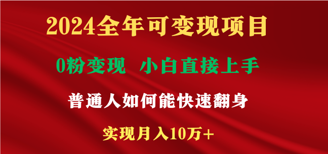 2024全年可变现项目，一天收益至少2000+，小白上手快-臭虾米项目网