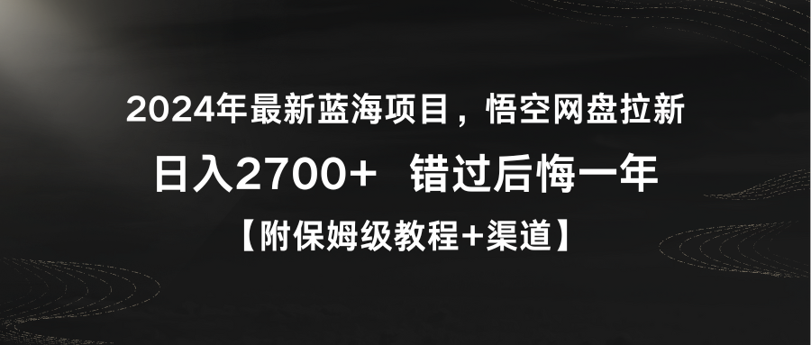 2024年最新蓝海项目，悟空网盘拉新，日入2700+错过后悔一年【附保姆级教程+渠道】-臭虾米项目网