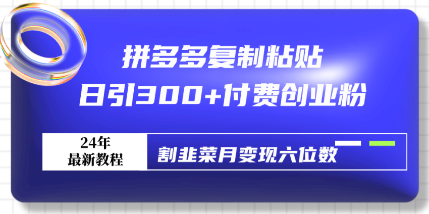 拼多多复制粘贴日引300+付费创业粉，割韭菜月变现六位数最新教程！-臭虾米项目网