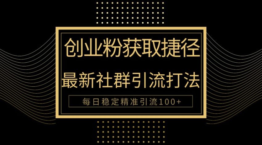 创业粉捷径揭秘：实现每日100 精准引流的被动方法-臭虾米项目网