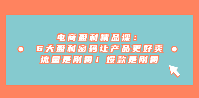 揭秘电商盈利密码：6大秘诀让你产品畅销如爆款，流量成就创业新纪元！-臭虾米项目网