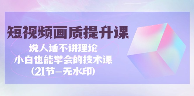 短视频-画质提升课，说人话不讲理论，小白也能学会的技术课(21节-无水印)-臭虾米项目网