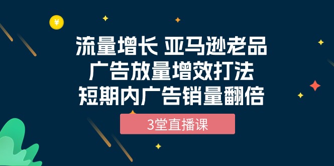流量增长 亚马逊老品广告放量增效打法，短期内广告销量翻倍（3堂直播课）-臭虾米项目网