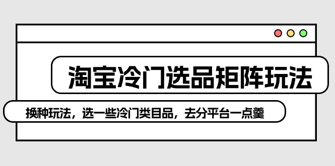 淘宝冷门选品矩阵玩法：换种玩法，选一些冷门类目品，去分平台一点羹-臭虾米项目网