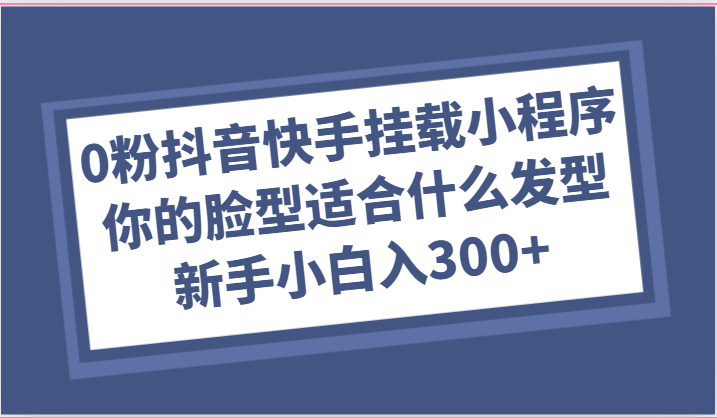 0粉抖音快手挂载小程序，你的脸型适合什么发型玩法，新手小白日入300-臭虾米项目网