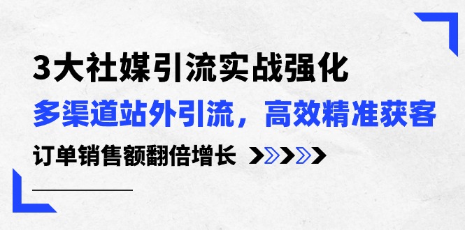 3大社媒引流实操强化，多渠道站外引流/高效精准获客/订单销售额翻倍增长-臭虾米项目网